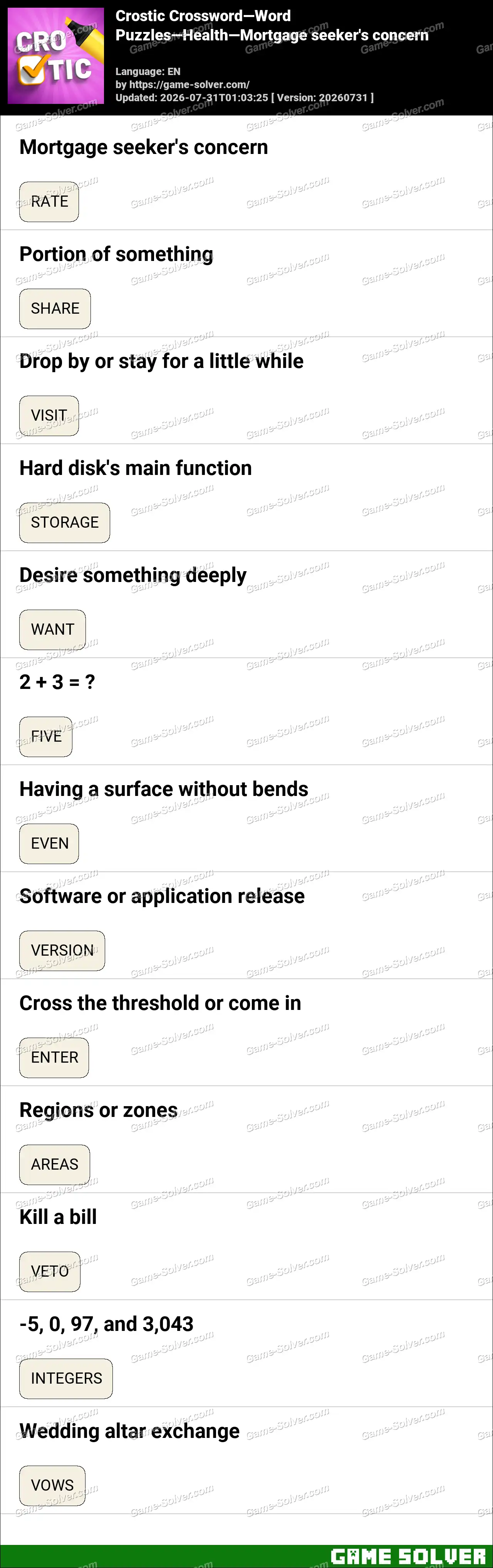 Crostic Crossword-Word Puzzles-Health-Mortgage seeker’s concern